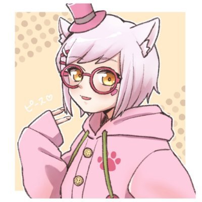 ピンクの衣装を着た猫耳のキャラクターイラスト